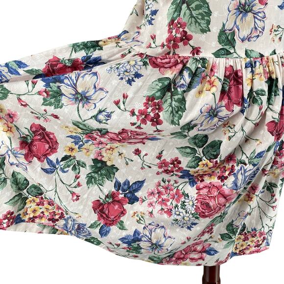 Vtg 80s 90s NOS Brights Creek Cottage Garden Midi Dress Romantic Boho M? Floral - Picture 9 of 15